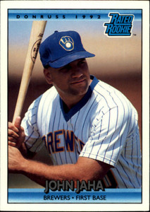 1992 Donruss #398 John Jaha RR VG RC Rookie Milwaukee Brewers 
