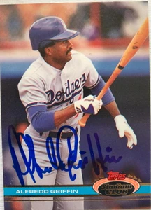 Alfredo Griffin Autographed 1991 Stadium Club #524 Los Angeles Dodgers Card