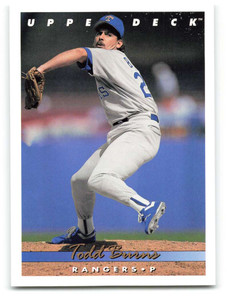 1993 Upper Deck #749 Todd Burns VG Texas Rangers 