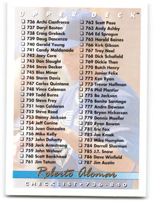 1993 Upper Deck #840 Roberto Alomar CL VG Toronto Blue Jays 