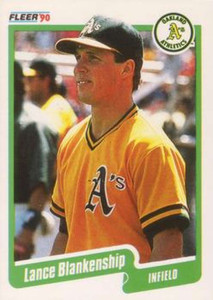 1990 Fleer #1 Lance Blankenship VG Oakland Athletics 
