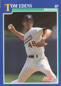 1991 Score #78 Tom Edens VG RC Rookie Milwaukee Brewers 