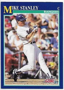 1991 Score #92 Mike Stanley VG Texas Rangers 