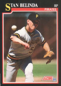 1991 Score #296 Stan Belinda VG Pittsburgh Pirates 