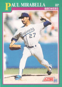 1991 Score #558 Paul Mirabella VG Milwaukee Brewers 