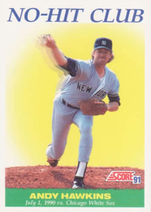 1991 Score #704 Andy Hawkins VG New York Yankees 