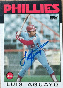 Luis Aguayo Autographed 1986 Topps #69 Philadelphia Phillies Card