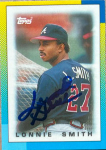 Lonnie Smith Autographed 1990 Topps Major League Leader Minis #46