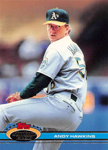 1991 Stadium Club #487 Andy Hawkins VG Oakland Athletics 