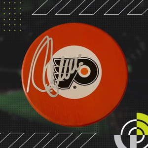 SOLD 132684 Ian Laperriere Autographed Philadelphia Flyers Logo Puck 