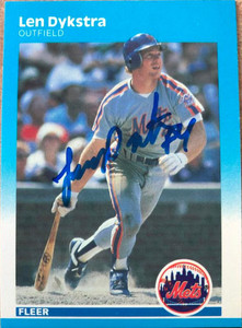 Lenny Dykstra Autographed 1987 Fleer #6
