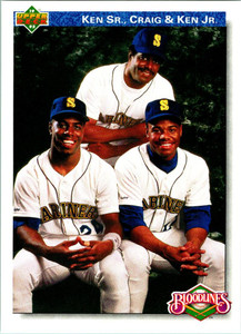 SOLD 54295 1992 Upper Deck #85 Ken Griffey Sr./Ken Griffey Jr./Craig Griffey VG Seattle Mariners 