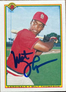 Milt Thompson Autographed 1990 Bowman #196