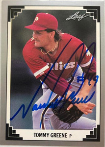 Tommy Greene Autographed 1991 Leaf #524