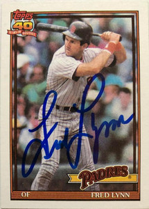 SOLD 7041 Fred Lynn Autographed 1991 Topps #586