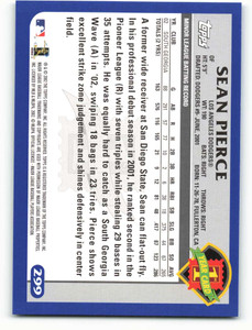 2003 Topps #299 Sean Pierce VG RC Rookie Los Angeles Dodgers 