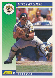 1992 Score #38 Mike LaValliere VG  Pittsburgh Pirates 