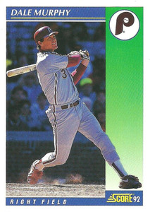 1992 Score #80 Dale Murphy VG  Philadelphia Phillies 