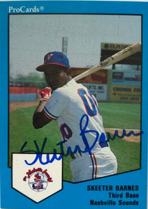 SOLD 7187 Skeeter Barnes Autographed 1989 Nashville Sounds Pro Cards #1289