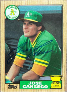 Jose Canseco Autographed 1987 Topps #620 Oakland Athletics Card