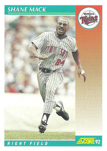 1992 Score #284 Shane Mack VG  Minnesota Twins 
