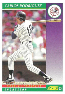 1992 Score #411 Carlos Rodriguez VG  New York Yankees 