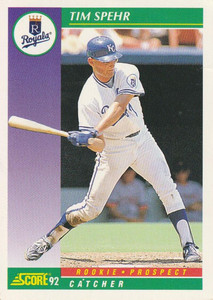 1992 Score #416 Tim Spehr VG  Kansas City Royals 