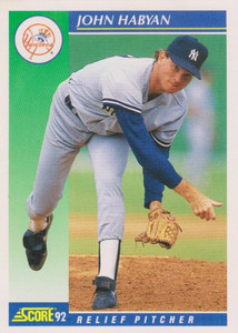 1992 Score #451 John Habyan VG  New York Yankees 
