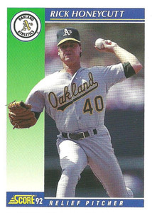 1992 Score #456 Rick Honeycutt VG  Oakland Athletics 