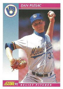 1992 Score #567 Dan Plesac VG  Milwaukee Brewers 