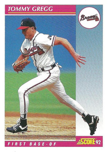 1992 Score #623 Tommy Gregg VG  Atlanta Braves 