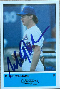 Mitch Williams autographed baseball card (Texas Rangers) 1987