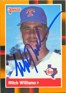 Mitch Williams autographed baseball card (Texas Rangers) 1988 Fleer #482