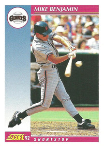 1992 Score #649 Mike Benjamin VG  San Francisco Giants 