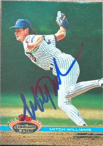 Mitch Williams autographed baseball card (Philadelphia Phillies) 1993 Topps  Stadium Club #180