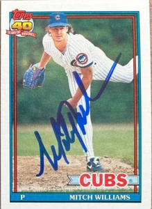 Mitch Williams Autographed 1991 Topps #335 Chicago Cubs Card 