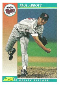 1992 Score #697 Paul Abbott VG  Minnesota Twins 