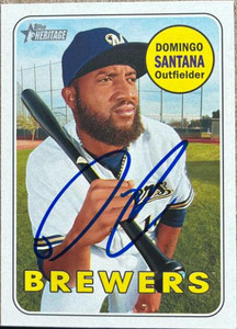 Domingo Santana Autographed 2018 Topps Heritage #13