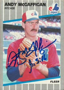 Andy McGaffigan Autographed 1989 Fleer #386 Montreal Expos Card 