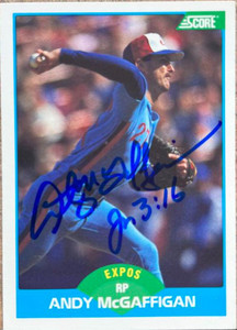 Andy McGaffigan Autographed 1989 Score #138 Montreal Expos Card 