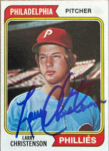 Larry Christenson Autographed 1974 Topps #587 Philadelphia Phillies RC 