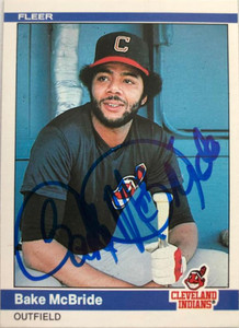 Bake McBride autographed baseball card (Cleveland Indians) 1983 Topps #248