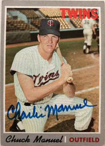 Chuck "Charlie" Manuel Autographed 1970 Topps #194