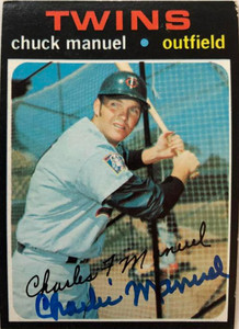 Chuck "Charlie" Manuel Autographed 1971 Topps #744