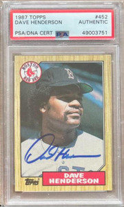 SOLD 136932 Dave Henderson Autographed 1987 Topps #452 PSA/DNA