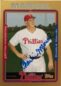 Charlie Manuel Autographed 2005 Topps Update Gold #87 LE/2005