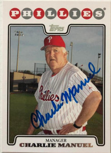 Charlie Manuel Autographed 2008 Topps #632 Philadelphia Phillies Card