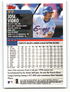 2000 Topps #77 Jose Vidro VG Montreal Expos 
