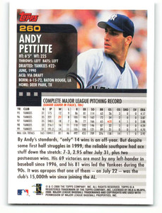 2000 Topps #260 Andy Pettitte VG New York Yankees 