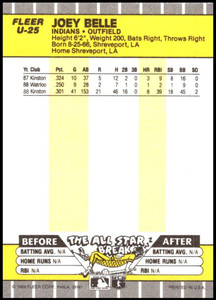 1989 Fleer Update #U-25 Albert Belle NM-MT RC Rookie Cleveland Indians 